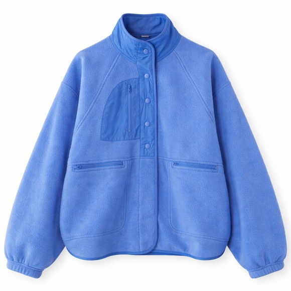 Thread & Supply Blue Fleece Jacket Medium New W Tags Oversized Cozy - Picture 2 of 8